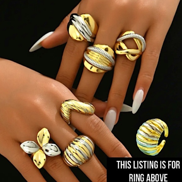 Stainless Steel Statement Ring, Boho Exaggerated Big Large - Picture 1 of 4